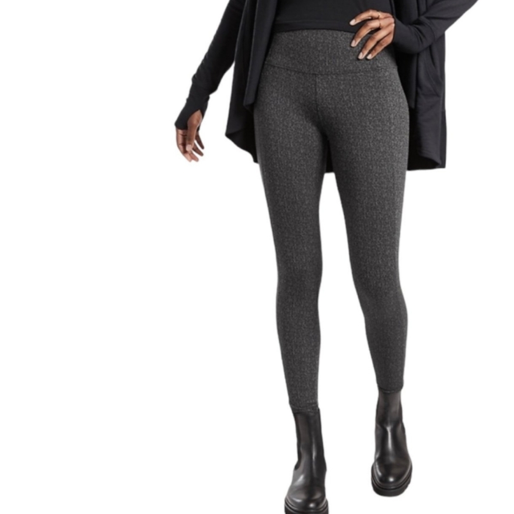 ATHLETA Delancey Herringbone Tight Leggings Back Zip Packets Size XS